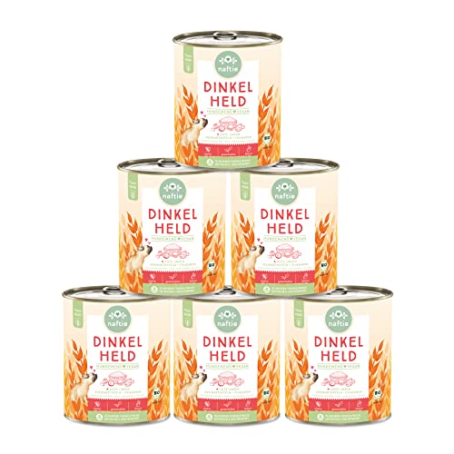 naftie veganes Hundefutter Bio Dinkel Held - Nassfutter Menü mit Dinkelflocken - purinarm - Diät-Futter - 6X 800g von naftie