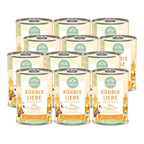 naftie veganes Hundefutter Bio Kürbis Liebe - Veggie Nassfutter Menü mit Süßkartoffeln & Kichererbsen - purinarm - Diät-Futter - 12x 400g von naftie