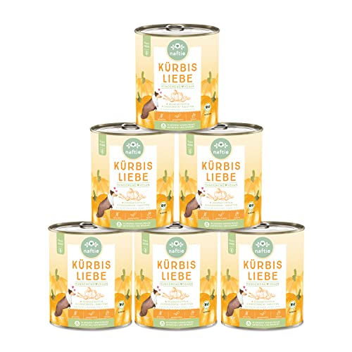 naftie veganes Hundefutter Bio Kürbis Liebe - Veggie Nassfutter Menü mit Süßkartoffeln & Kichererbsen - purinarm - Diät-Futter - 6X 800g von naftie