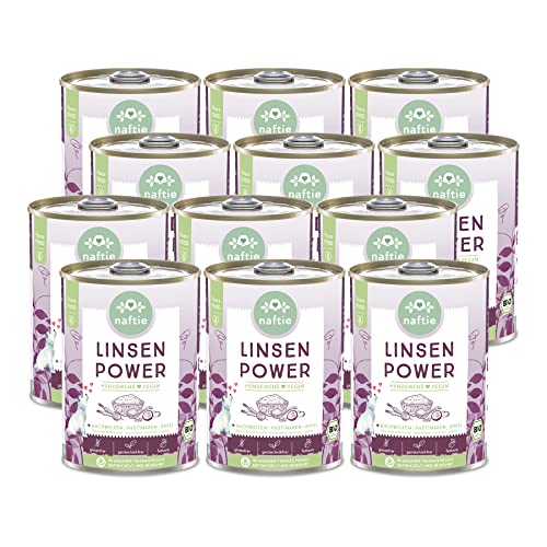 naftie veganes Hundefutter Bio Linsen Power - Nassfutter Menü mit Buchweizen & Pastinaken - glutenfrei getreidefrei - purinarm Diät-Futter - 12x 400g von naftie