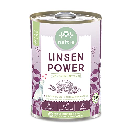 naftie veganes Hundefutter Bio Linsen Power - Nassfutter Menü mit Buchweizen & Pastinaken - glutenfrei getreidefrei - purinarm Diät-Futter - 400g von naftie