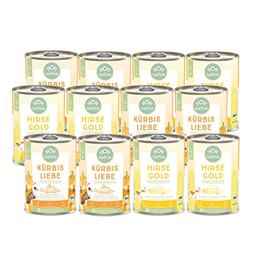 naftie veganes Hundefutter Mischpaket - Bio Nassfutter vegan für Hunde - 2 Neue Sorten - rein pflanzlich - purinarm - Diät-Futter - 12x 400g von naftie