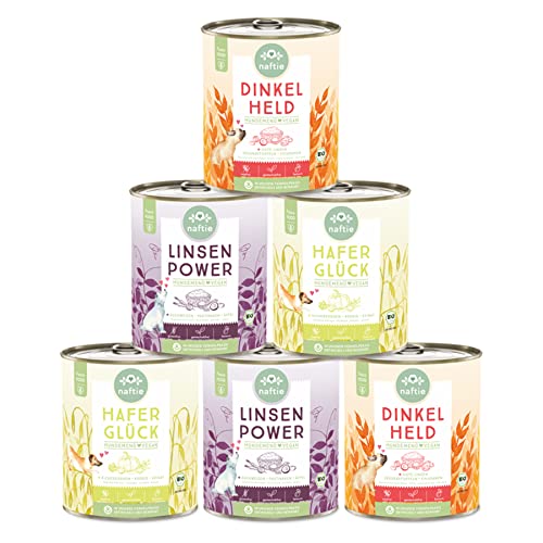 naftie veganes Hundefutter Mixpaket - Bio Nassfutter vegan für Hunde - Spar-Paket 3 Sorten - rein pflanzlich - purinarm - Diät-Futter nass - 6X 800g von naftie