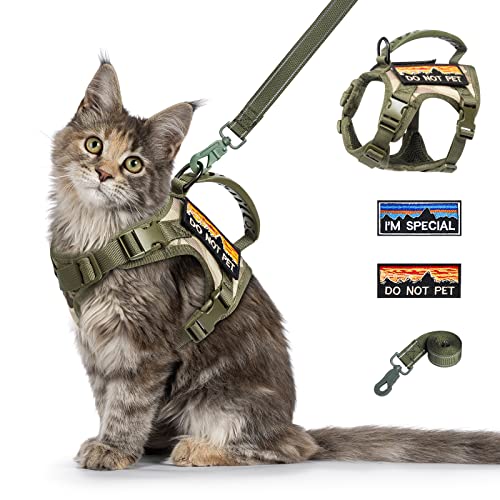 nanappice Taktisches Katzengeschirr und Leine zum Spazierengehen, esakpe-sicher, verstellbar, weiches Netzgewebe, große Katzenweste mit Gummigriff, leicht zu kontrollieren, Molle-Patches nanappice Taktisches Katzengeschirr und Leine zum Spazierengehen, esakpe-sicher, verstellbar, weiches Netzgewebe, große Katzenweste mit Gummigriff, leicht zu kontrollieren, Molle-Patches von nanappice