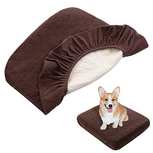 Nanbowang Wasserdichter Hundebett-Ersatz, waschbarer Haustier-Kissenbezug, gesteppt, schönes Welpenbett für Hunde/Katze, 38,1 x 50,8 cm, Braun von nanbowang