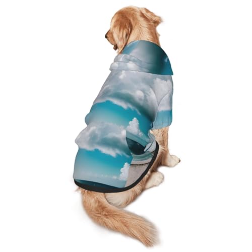 Beach White Clouds Hunde-Kapuzenpullover für mittelgroße und große Hunde, warmes, weiches Haustier-Sweatshirt, leicht zu tragender Pullover von nanger