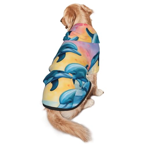 Dolphins in Love Hunde-Kapuzenpullover für mittelgroße und große Hunde, warmes, weiches Haustier-Sweatshirt, leicht zu tragender Pullover Dolphins in Love Hunde-Kapuzenpullover für mittelgroße und große Hunde, warmes, weiches Haustier-Sweatshirt, leicht zu tragender Pullover von nanger