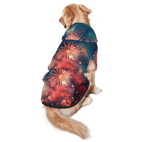 Fireworks Hunde-Kapuzenpullover für mittelgroße und große Hunde, warmes, weiches Haustier-Sweatshirt, leicht zu tragender Pullover Fireworks Hunde-Kapuzenpullover für mittelgroße und große Hunde, warmes, weiches Haustier-Sweatshirt, leicht zu tragender Pullover von nanger