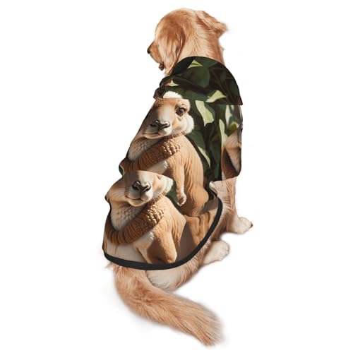 Funny for Kangaroo Zoo Hunde-Kapuzenpullover für mittelgroße und große Hunde, warmes, weiches Haustier-Sweatshirt, leicht zu tragender Pullover von nanger