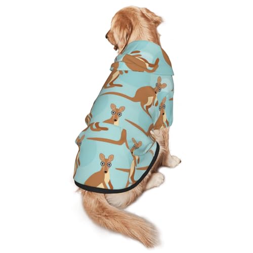 Funny for Kangaroo Zoo Hunde-Kapuzenpullover für mittelgroße und große Hunde, warmes, weiches Haustier-Sweatshirt, leicht zu tragender Pullover von nanger