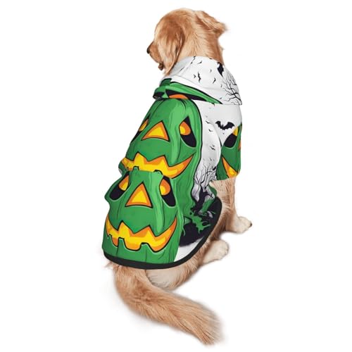 Green Ghost Horror Halloween Kürbis Hunde-Kapuzenpullover für mittelgroße und große Hunde, warmes, weiches Haustier-Sweatshirt, einfach zu tragender Pullover Green Ghost Horror Halloween Kürbis Hunde-Kapuzenpullover für mittelgroße und große Hunde, warmes, weiches Haustier-Sweatshirt, einfach zu tragender Pullover von nanger