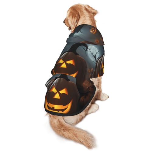 Halloween-Geister-Kürbis-Hunde-Kapuzenpullover für mittelgroße und große Hunde, warmes, weiches Haustier-Sweatshirt, leicht zu tragende Pullover von nanger