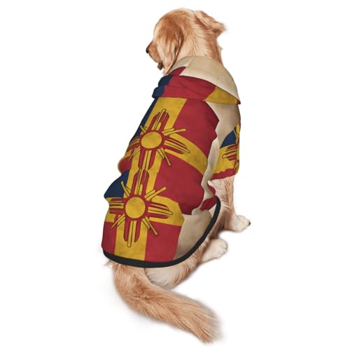 Hunde-Kapuzenpullover für mittelgroße und große Hunde, Motiv: New Mexico, einfache Flagge, warm, weich, leicht zu tragender Pullover von nanger