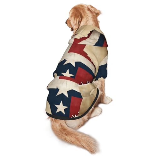 Hunde-Kapuzenpullover für mittelgroße und große Hunde, Motiv: Texas-Staatsflagge, Karte mit zwei weißen Sternen, warmes, weiches Haustier-Sweatshirt, leicht zu tragender Pullover von nanger