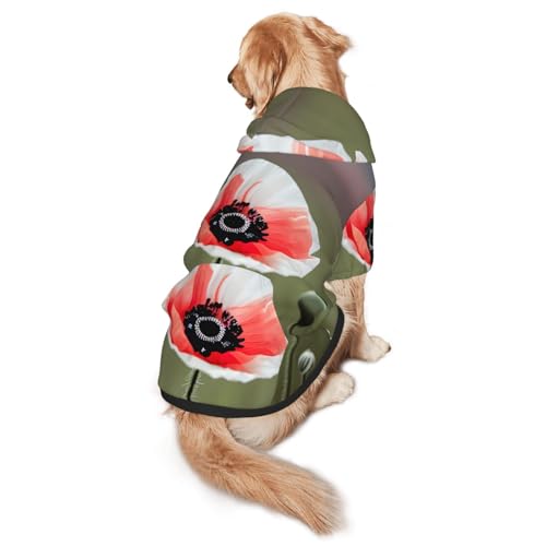 Hunde-Kapuzenpullover für mittelgroße und große Hunde, warm, weich, leicht zu tragender Pullover mit Mohnblumen-Motiv von nanger