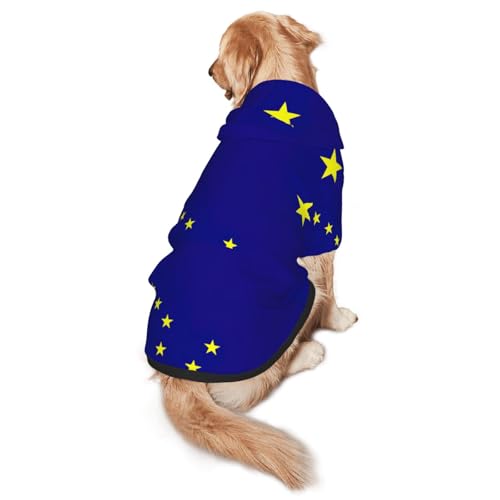 Hunde-Kapuzenpullover mit Alaska-Flagge für mittelgroße und große Hunde, warmes, weiches Haustier-Sweatshirt, leicht zu tragender Pullover von nanger