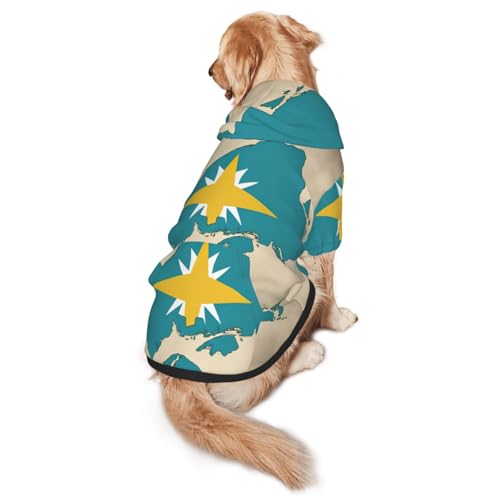 Hunde-Kapuzenpullover mit Bahamas-Flagge und Inseln, für mittelgroße und große Hunde, warmes, weiches Haustier-Sweatshirt, leicht zu tragender Pullover von nanger