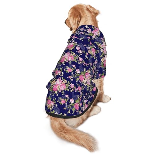 Hunde-Kapuzenpullover mit Blumenmuster, für mittelgroße und große Hunde, warmes, weiches Haustier-Sweatshirt, leicht zu tragender Pullover von nanger