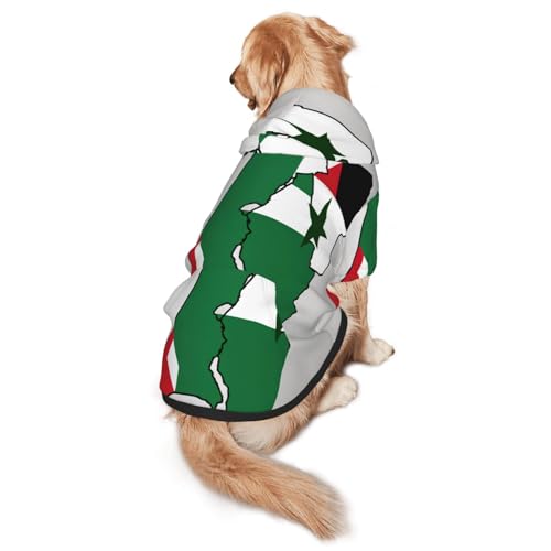 Hunde-Kapuzenpullover mit Flagge von Palästina, für mittelgroße und große Hunde, warmes, weiches Haustier-Sweatshirt, leicht zu tragender Pullover von nanger