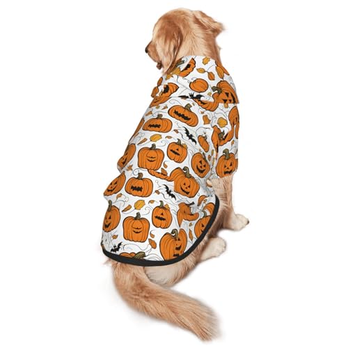 Hunde-Kapuzenpullover mit Halloween-Kürbis-Muster, für mittelgroße und große Hunde, warmes, weiches Haustier-Sweatshirt, einfach zu tragender Pullover von nanger