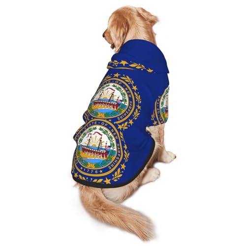 Hunde-Kapuzenpullover mit Hampshire-Staatsflagge für mittelgroße und große Hunde, warmes, weiches Haustier-Sweatshirt, leicht zu tragender Pullover von nanger