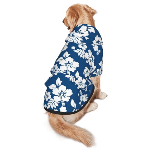 Hunde-Kapuzenpullover mit Hawaii-Blumenmotiv für mittelgroße und große Hunde, warmes, weiches Haustier-Sweatshirt, einfach zu tragende Kleidung von nanger