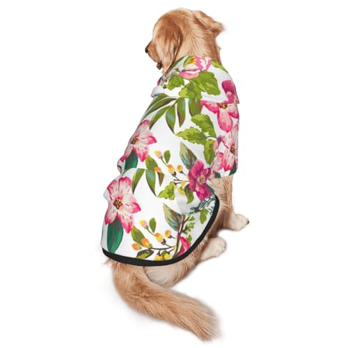 Hunde-Kapuzenpullover mit Hibiskusblumen, für mittelgroße und große Hunde, warmes, weiches Haustier-Sweatshirt, leicht zu tragender Pullover von nanger
