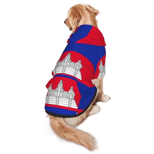 Hunde-Kapuzenpullover mit Kambodscha-Flagge, für mittelgroße und große Hunde, warmes, weiches Haustier-Sweatshirt, leicht zu tragender Pullover von nanger