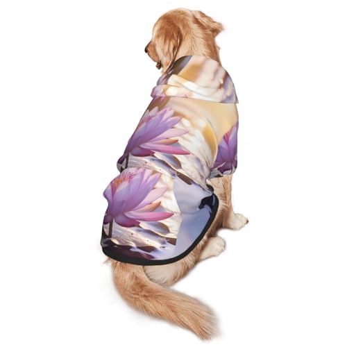 Hunde-Kapuzenpullover mit Lotusblüte, für mittelgroße und große Hunde, warmes, weiches Haustier-Sweatshirt, leicht zu tragen, Violett Hunde-Kapuzenpullover mit Lotusblüte, für mittelgroße und große Hunde, warmes, weiches Haustier-Sweatshirt, leicht zu tragen, Violett von nanger