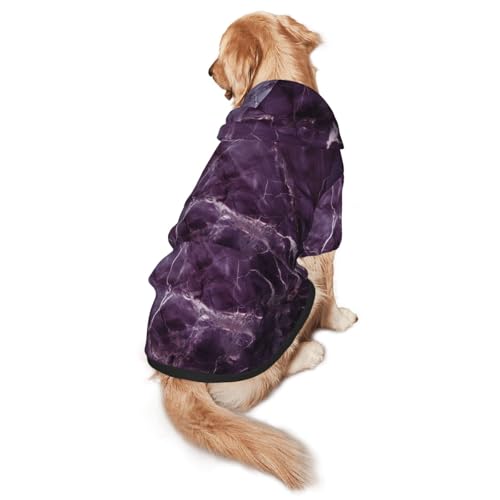Hunde-Kapuzenpullover mit Marmor-Muster, für mittelgroße und große Hunde, warm, weich, leicht zu tragen, Violett von nanger