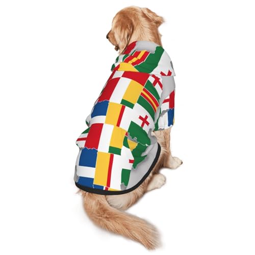 Hunde-Kapuzenpullover mit Nordrhein-Westfalen-Flagge, für mittelgroße und große Hunde, warmes, weiches Haustier-Sweatshirt, leicht zu tragender Pullover von nanger