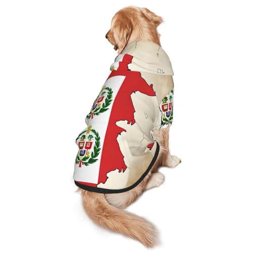Hunde-Kapuzenpullover mit Peru-Flagge, für mittelgroße und große Hunde, warmes, weiches Haustier-Sweatshirt, leicht zu tragender Pullover von nanger