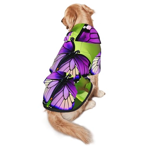Hunde-Kapuzenpullover mit Schmetterlings-Motiv, für mittelgroße und große Hunde, warmes, weiches Haustier-Sweatshirt, leicht zu tragen, Violett Hunde-Kapuzenpullover mit Schmetterlings-Motiv, für mittelgroße und große Hunde, warmes, weiches Haustier-Sweatshirt, leicht zu tragen, Violett von nanger