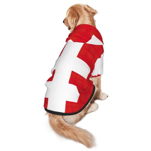 Hunde-Kapuzenpullover mit Schweizer Flagge, für mittelgroße und große Hunde, warmes, weiches Haustier-Sweatshirt, leicht zu tragender Pullover von nanger