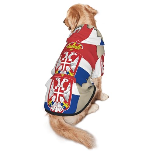 Hunde-Kapuzenpullover mit Serbien-Flagge, für mittelgroße und große Hunde, warmes, weiches Haustier-Sweatshirt, leicht zu tragender Pullover von nanger