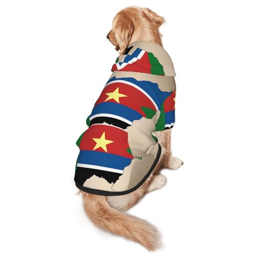 Hunde-Kapuzenpullover mit Südsudan-Flagge und gelbem Stern für mittelgroße und große Hunde, warmes, weiches Haustier-Sweatshirt, leicht zu tragender Pullover von nanger