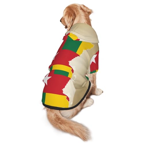 Hunde-Kapuzenpullover mit Togo-Flagge und weißem Stern, für mittelgroße und große Hunde, warmes, weiches Haustier-Sweatshirt, leicht zu tragender Pullover von nanger