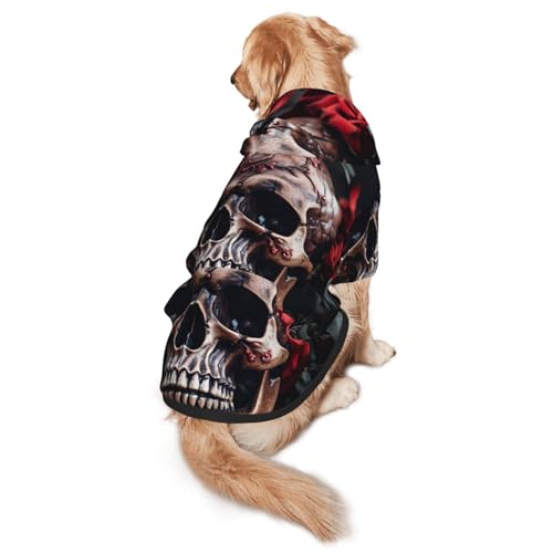 Hunde-Kapuzenpullover mit Totenkopf und roter Rose für mittelgroße und große Hunde, warmes, weiches Haustier-Sweatshirt, leicht zu tragender Pullover Hunde-Kapuzenpullover mit Totenkopf und roter Rose für mittelgroße und große Hunde, warmes, weiches Haustier-Sweatshirt, leicht zu tragender Pullover von nanger