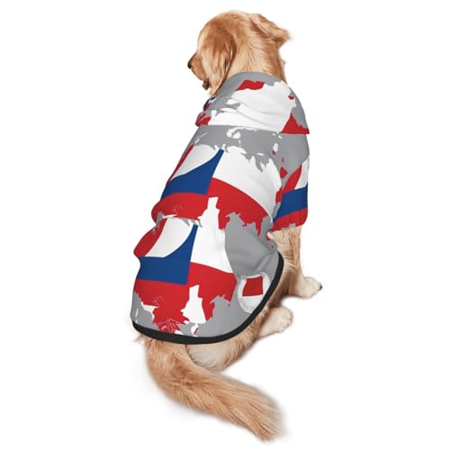 Hunde-Kapuzenpullover mit Tschechien-Flagge, für mittelgroße und große Hunde, warmes, weiches Haustier-Sweatshirt, leicht zu tragender Pullover von nanger