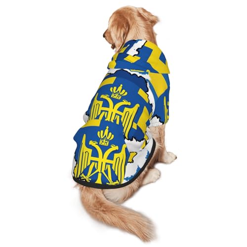 Hunde-Kapuzenpullover mit Ukraine-Flagge, für mittelgroße und große Hunde, warmes, weiches Haustier-Sweatshirt, leicht zu tragender Pullover von nanger