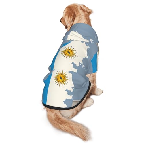 Hunde-Kapuzenpullover mit Uruguay-Flagge, für mittelgroße und große Hunde, warmes, weiches Haustier-Sweatshirt, leicht zu tragender Pullover von nanger