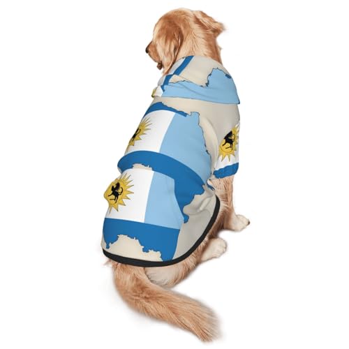Hunde-Kapuzenpullover mit Uruguay-Flagge, für mittelgroße und große Hunde, warmes, weiches Haustier-Sweatshirt, leicht zu tragender Pullover von nanger