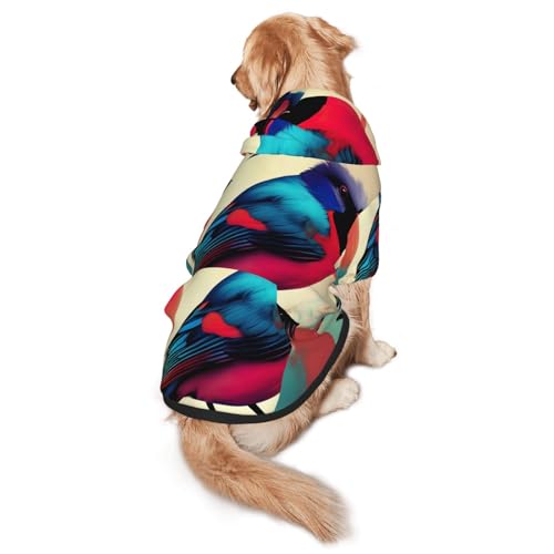Hunde-Kapuzenpullover mit Vögeln für mittelgroße und große Hunde, warmes, weiches Haustier-Sweatshirt, leicht zu tragender Pullover Hunde-Kapuzenpullover mit Vögeln für mittelgroße und große Hunde, warmes, weiches Haustier-Sweatshirt, leicht zu tragender Pullover von nanger