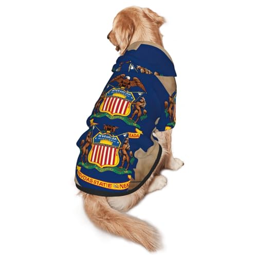 Hunde-Kapuzenpullover mit abstrakter Flagge von Nevada, für mittelgroße und große Hunde, warmes, weiches Haustier-Sweatshirt, leicht zu tragender Pullover von nanger