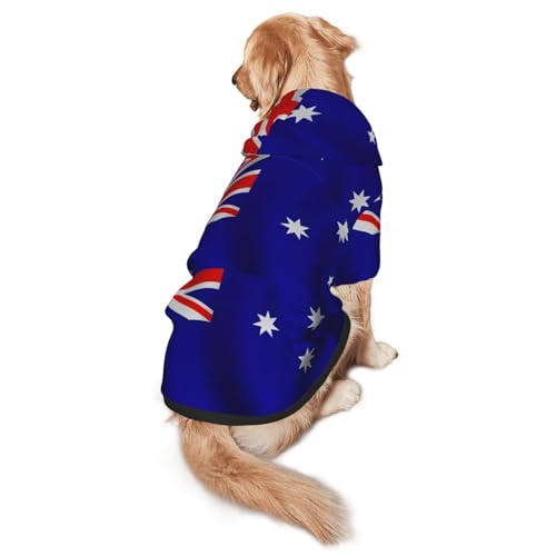 Hunde-Kapuzenpullover mit australischer Flagge, für mittelgroße und große Hunde, warmes, weiches Haustier-Sweatshirt, leicht zu tragender Pullover von nanger