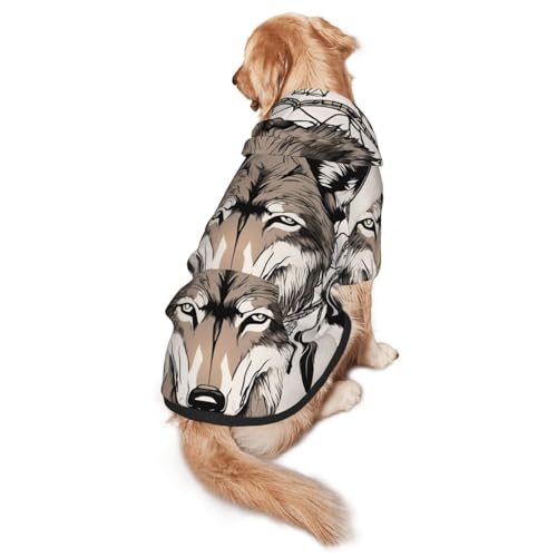 Hunde-Kapuzenpullover mit braunen Wölfen und Traumfängern für mittelgroße und große Hunde, warmes, weiches Haustier-Sweatshirt, leicht zu tragender Pullover Hunde-Kapuzenpullover mit braunen Wölfen und Traumfängern für mittelgroße und große Hunde, warmes, weiches Haustier-Sweatshirt, leicht zu tragender Pullover von nanger