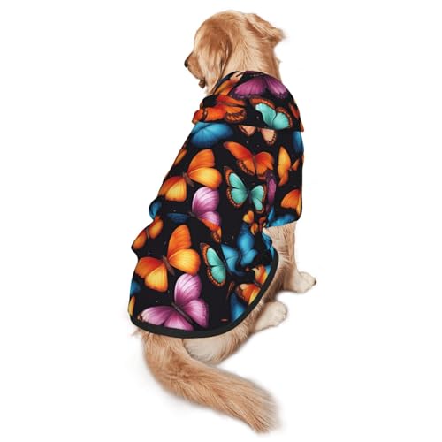 Hunde-Kapuzenpullover mit buntem Schmetterling für mittelgroße und große Hunde, warmes, weiches Haustier-Sweatshirt, einfach zu tragender Pullover Hunde-Kapuzenpullover mit buntem Schmetterling für mittelgroße und große Hunde, warmes, weiches Haustier-Sweatshirt, einfach zu tragender Pullover von nanger