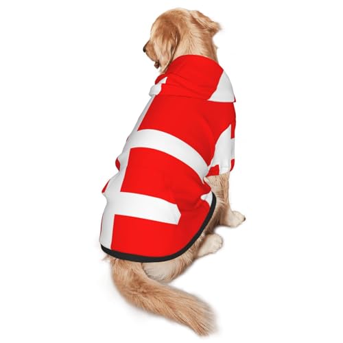 Hunde-Kapuzenpullover mit dänischer Flagge für mittelgroße und große Hunde, warmes, weiches Haustier-Sweatshirt, leicht zu tragender Pullover von nanger