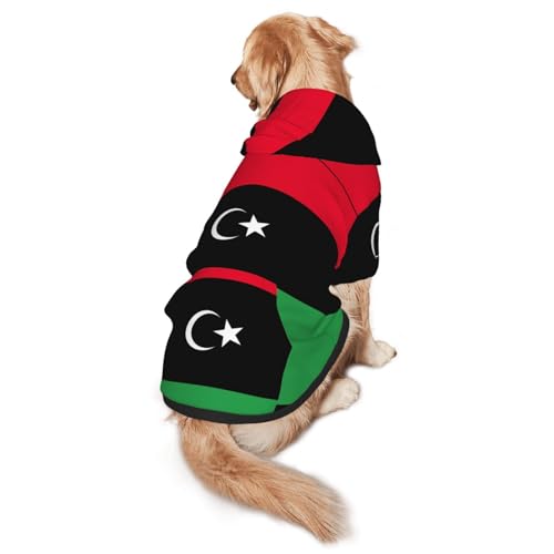 Hunde-Kapuzenpullover mit libyscher Flagge, für mittelgroße und große Hunde, warmes, weiches Haustier-Sweatshirt, leicht zu tragender Pullover von nanger