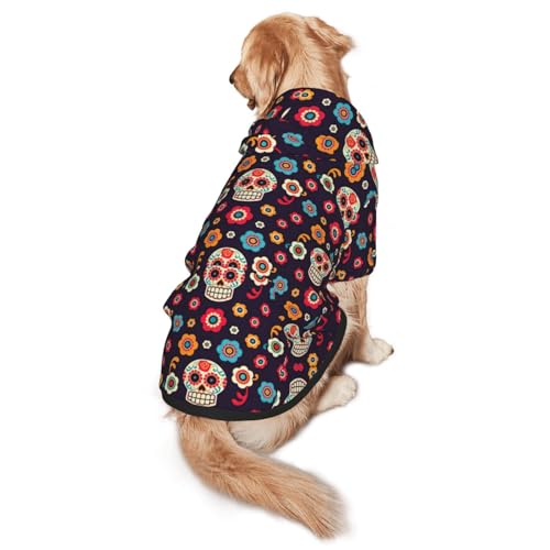 Hunde-Kapuzenpullover mit mexikanischem Totenkopf für mittelgroße und große Hunde, warmes, weiches Haustier-Sweatshirt, leicht zu tragender Pullover Hunde-Kapuzenpullover mit mexikanischem Totenkopf für mittelgroße und große Hunde, warmes, weiches Haustier-Sweatshirt, leicht zu tragender Pullover von nanger